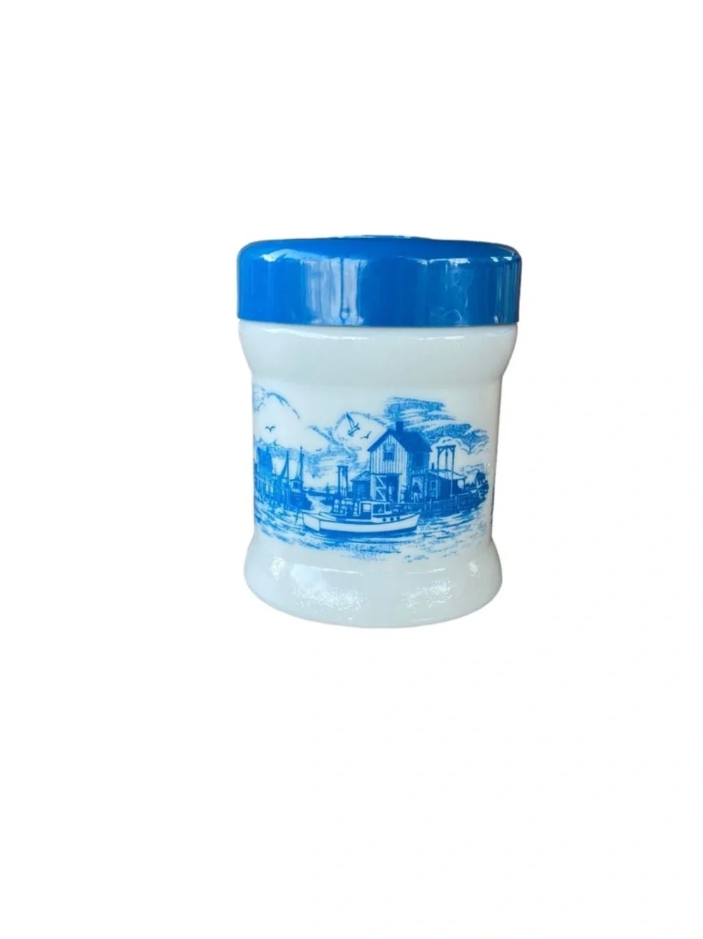 vintage Dutch milkGlass delft lighthouse  canister Cottagecore Coastal done